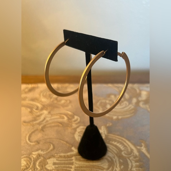 Anthropologie Polished Gold Hoop Earrings - Picture 6 of 6